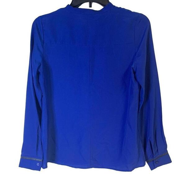 Worthington Sheer Button Down Long Sleeve Collared Work Office Blue Blouse Sz PS - Picture 2 of 5